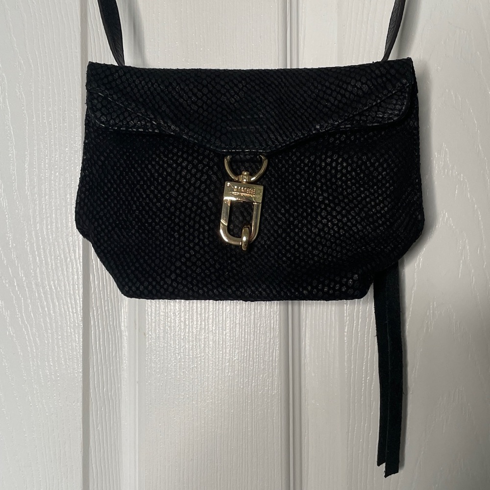 Aimee Kestenberg Black Textured Crossbody with Gold Hardware